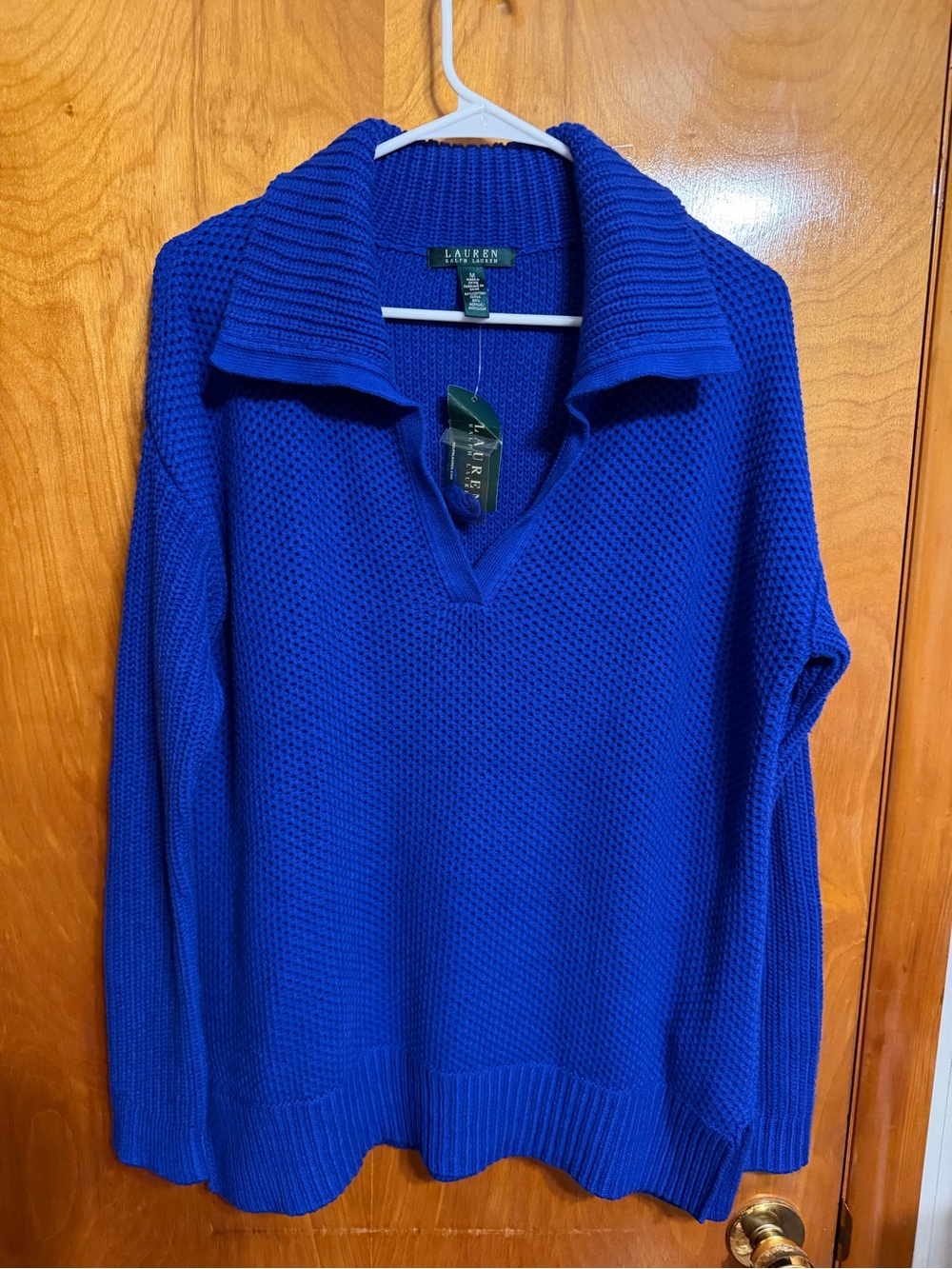 Ralph Lauren Women’s Cobalt Blue V-Neck Knit Sweater